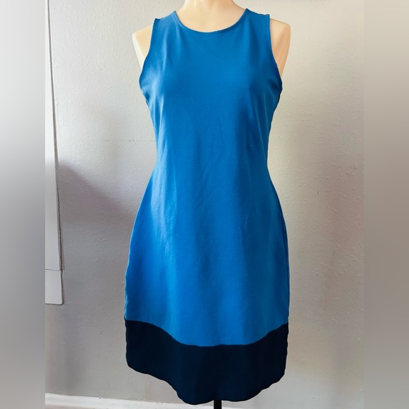 Kenneth Cole Color Block Blue/ Black Dress Size M - Picture 1 of 5